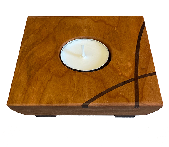 Tea Light Holder Cherry Wood